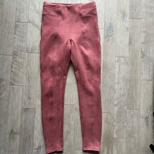 SPANX Faux Leather Pink Leggings Small